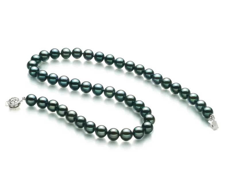 Collar de perlas Akoya japonesas 8-8,5 mm AA calidad cultivadas en negro