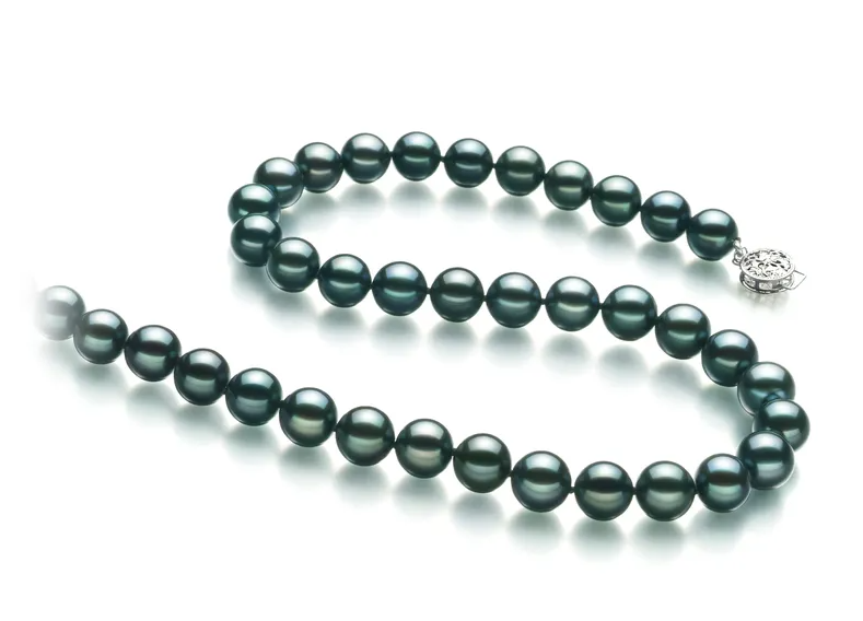 Collar de perlas Akoya japonesas 8-8,5 mm AA calidad cultivadas en negro
