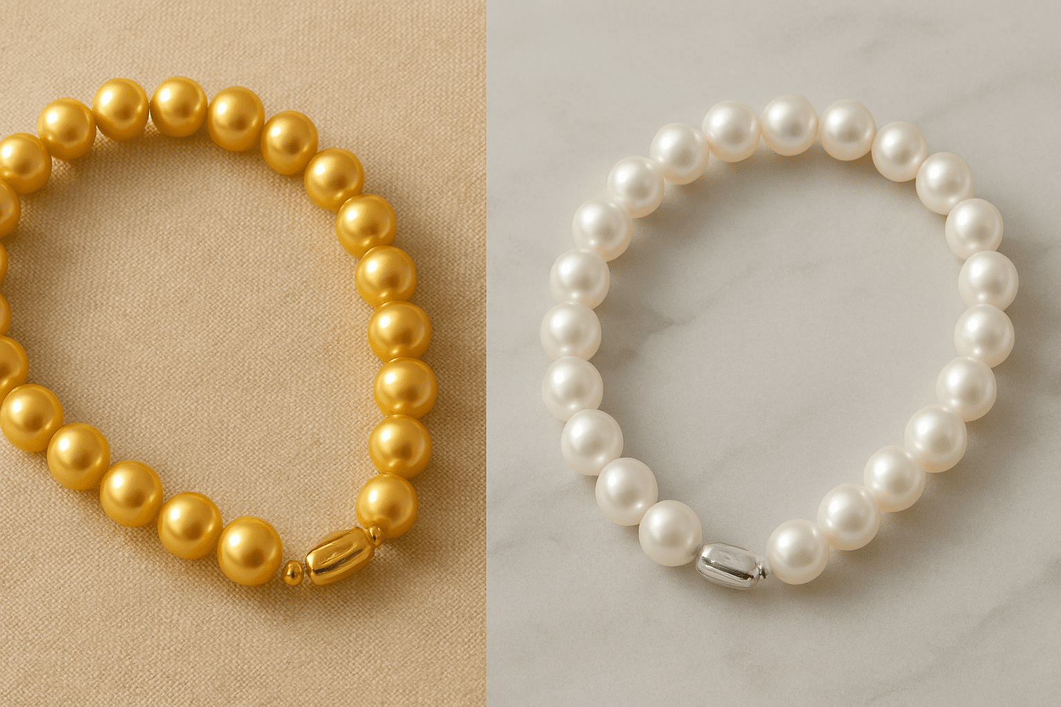 Comparativa entre perlas blancas y doradas