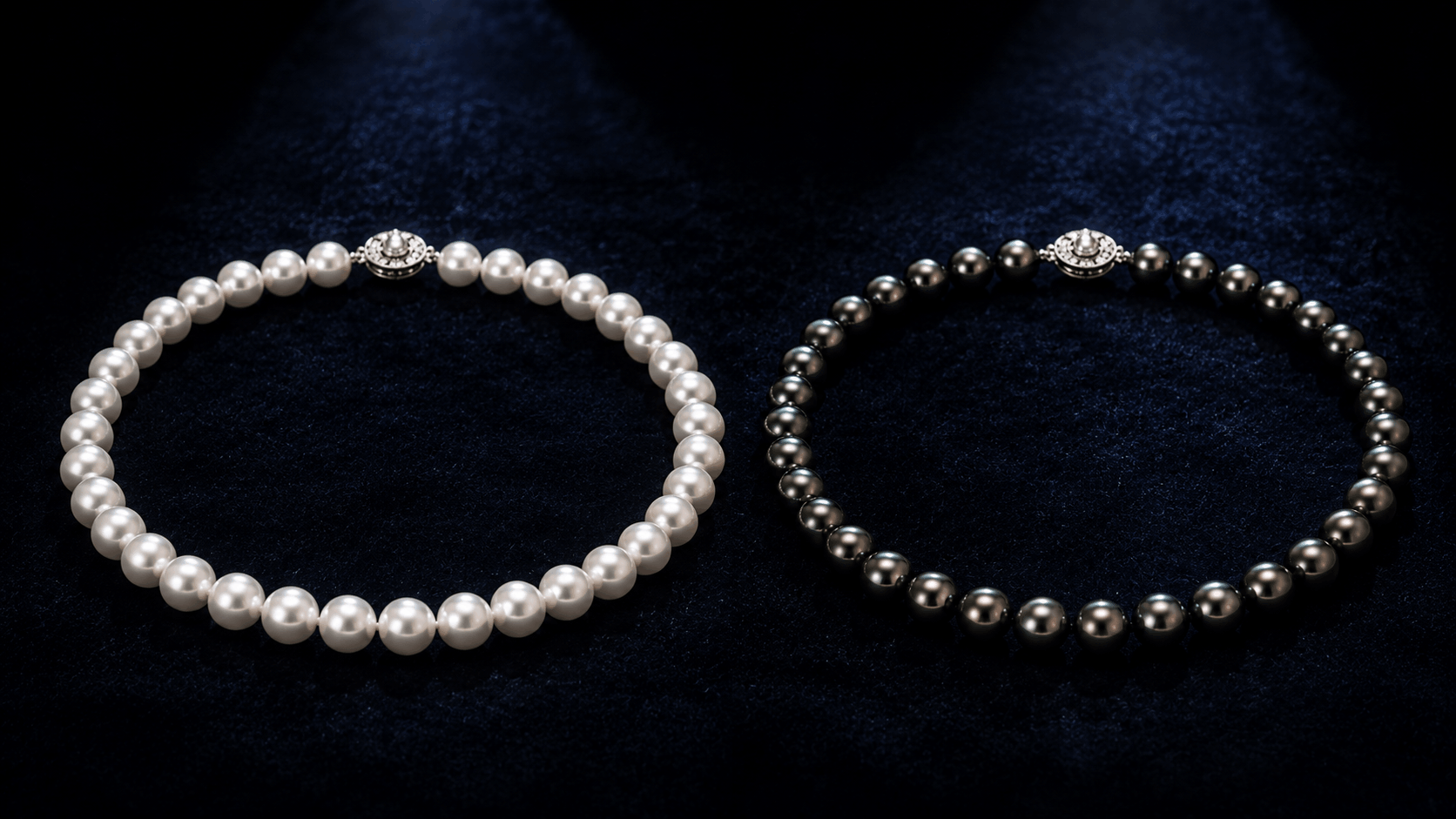 04. Collares de perlas Akoya blancos y negros