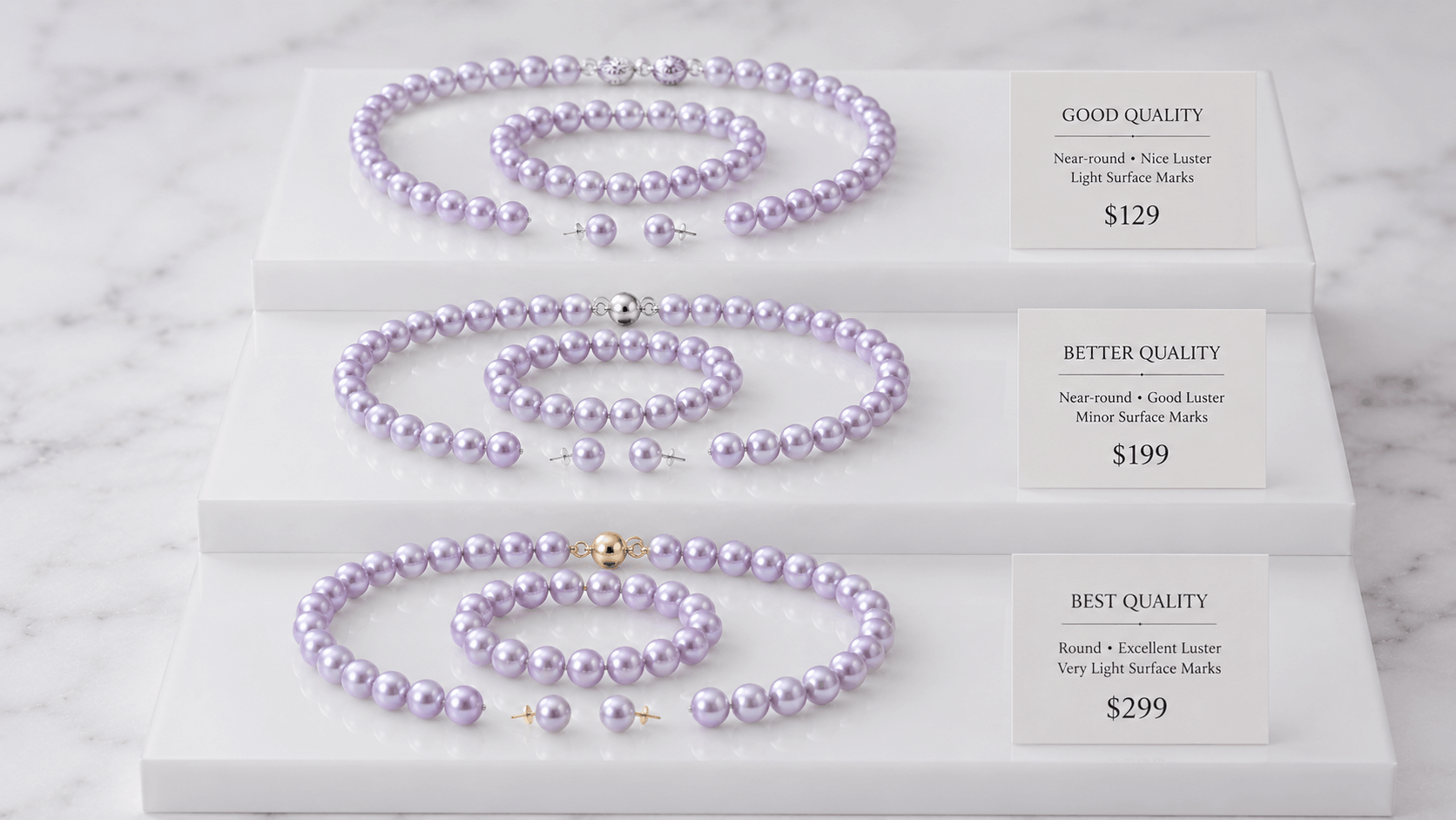 05. Precios de los sets de perlas lavanda y qué es razonable