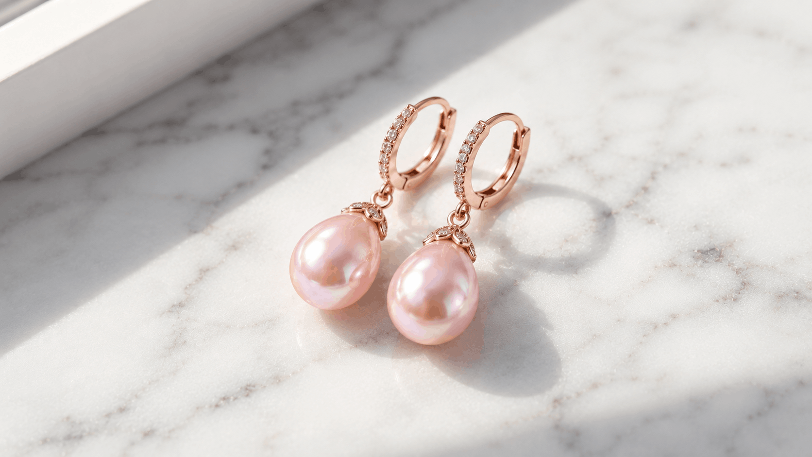 05. Aretes de perlas rosas — Elegancia diaria