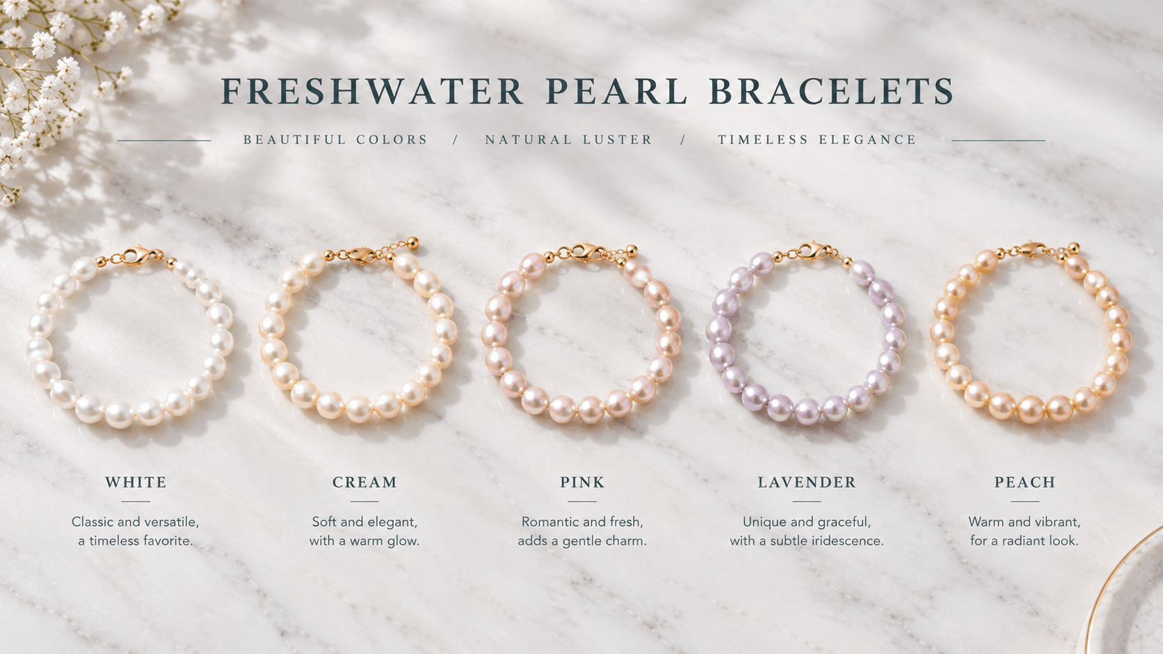 02. Colores de pulseras de perlas de agua dulce: una variedad más amplia de lo que parece