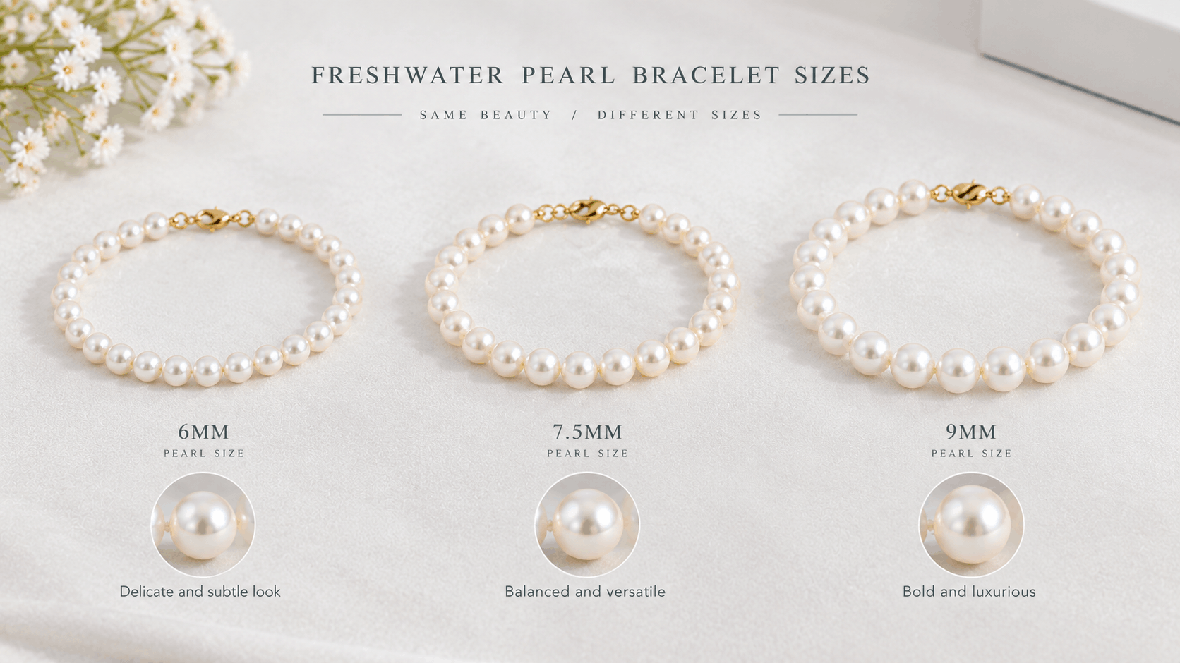 03. Cómo elegir la talla adecuada de pulsera de perlas de agua dulce