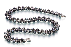 Conjunto de perlas Perla de Agua Dulce de calidad A de 6 a 7mm en color Negro