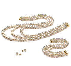 Conjunto de perlas Perla de Agua Dulce de calidad AA de 6 a 7mm en color Blanco