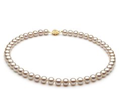 Collar de perlas Perla de Agua Dulce de calidad AAA de 7 a 8mm en color Blanco