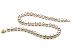 Collar de perlas Perla de Agua Dulce de calidad AAA de 7 a 8mm en color Blanco