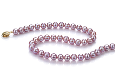 Collar de perlas Perla de Agua Dulce de calidad AAA de 7.5 a 8mm en color Lavanda