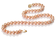 Collar de perlas Perla de Agua Dulce de calidad AAA de 7 a 8mm en color Rosa