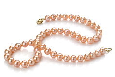 Collar de perlas Perla de Agua Dulce de calidad AA de 7 a 8mm en color Rosa