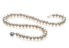 Collar de perlas Perla de Agua Dulce de calidad A de 6 a 7mm en color Blanco