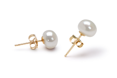 Par de pendientes de perlas Perla de Agua Dulce de calidad AAA de 6 a 7mm en color Blanco
