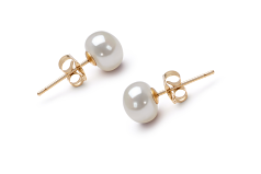 Par de pendientes de perlas Perla de Agua Dulce de calidad AAA de 6 a 7mm en color Blanco