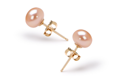Par de pendientes de perlas Perla de Agua Dulce de calidad AAA de 6 a 7mm en color Rosa