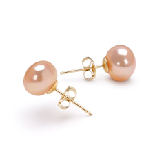 Par de pendientes de perlas Perla de Agua Dulce de calidad AAA de 7 a 8mm en color Rosa