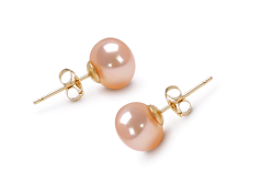 Par de pendientes de perlas Perla de Agua Dulce de calidad AAA de 7 a 8mm en color Rosa