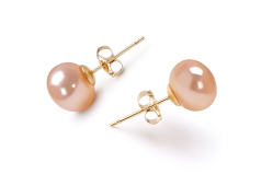 Par de pendientes de perlas Perla de Agua Dulce de calidad AAA de 7 a 8mm en color Rosa