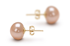 Par de pendientes de perlas Perla de Agua Dulce de calidad AAA de 9 a 10mm en color Rosa