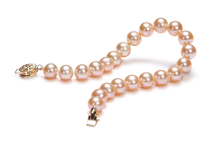Pulsera de perlas Perla de Agua Dulce de calidad AAA de 7 a 8mm en color Rosa