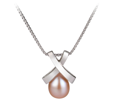 Colgante de perlas Perla de Agua Dulce de calidad AA de 7 a 8mm en color Rosa