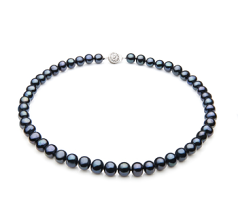 Collar de perlas Perla de Agua Dulce de calidad A de 7 a 8mm en color Negro