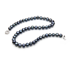 Collar de perlas Perla de Agua Dulce de calidad A de 7 a 8mm en color Negro