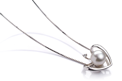 Colgante de perlas Perla de Agua Dulce de calidad AA de 9 a 10mm en color Blanco