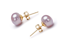 Par de pendientes de perlas Perla de Agua Dulce de calidad AAA de 7 a 8mm en color Lavanda