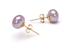 Par de pendientes de perlas Perla de Agua Dulce de calidad AAA de 7 a 8mm en color Lavanda