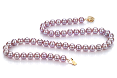 Collar de perlas Perla de Agua Dulce de calidad AAAA de 7 a 8mm en color Lavanda