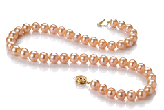 Collar de perlas Perla de Agua Dulce de calidad AAA de 8.5 a 9.5mm en color Rosa