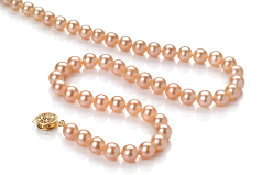 Collar de perlas Perla de Agua Dulce de calidad AAAA de 6 a 6.5mm en color Rosa