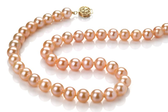 Collar de perlas Perla de Agua Dulce de calidad AAAA de 7 a 8mm en color Rosa