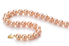 Collar de perlas Perla de Agua Dulce de calidad AAAA de 8.5 a 9mm en color Rosa