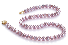 Collar de perlas Perla de Agua Dulce de calidad AAAA de 6 a 6.5mm en color Lavanda