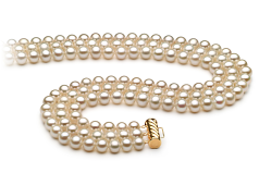 Collar de perlas Perla de Agua Dulce de calidad AA de 6 a 7mm en color Blanco
