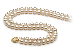 Collar de perlas Perla de Agua Dulce de calidad AA de 6 a 7mm en color Blanco