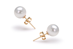 Par de pendientes de perlas Perla Akoya Japonesa de calidad AAA de 6.5 a 7mm en color Blanco