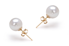 Par de pendientes de perlas Perla Akoya Japonesa de calidad AAA de 7.5 a 8mm en color Blanco