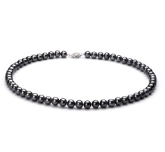 Collar de perlas Perla de Agua Dulce de calidad AA de 6 a 7mm en color Negro