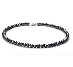Conjunto de perlas Perla de Agua Dulce de calidad AA de 6 a 7mm en color Negro