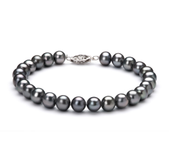 Pulsera de perlas Perla de Agua Dulce de calidad AA de 6 a 7mm en color Negro