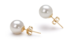 Par de pendientes de perlas Perla de Agua Dulce de calidad AAAA de 7 a 8mm en color Blanco