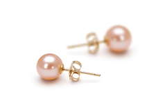 Par de pendientes de perlas Perla de Agua Dulce de calidad AAAA de 6 a 7mm en color Rosa
