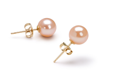 Par de pendientes de perlas Perla de Agua Dulce de calidad AAAA de 6 a 7mm en color Rosa