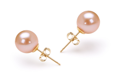 Par de pendientes de perlas Perla de Agua Dulce de calidad AAAA de 7 a 8mm en color Rosa