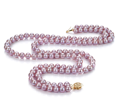 Collar de perlas Perla de Agua Dulce de calidad AA de 6 a 6.5mm en color Lavanda