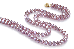 Collar de perlas Perla de Agua Dulce de calidad AA de 6 a 6.5mm en color Lavanda