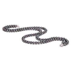 Collar de perlas Perla de Agua Dulce de calidad AA de 6 a 7mm en color Negro